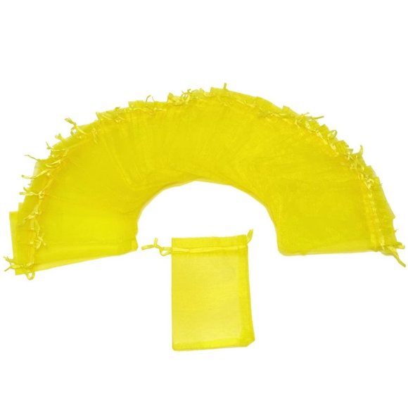 ⭐️5 for 20⭐️ 10 Yellow Drawstring Organza Bags 3" x 4" - Picture 5 of 8
